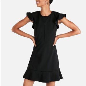 Banana Republic Ruffle-Sleeve Dress in Black